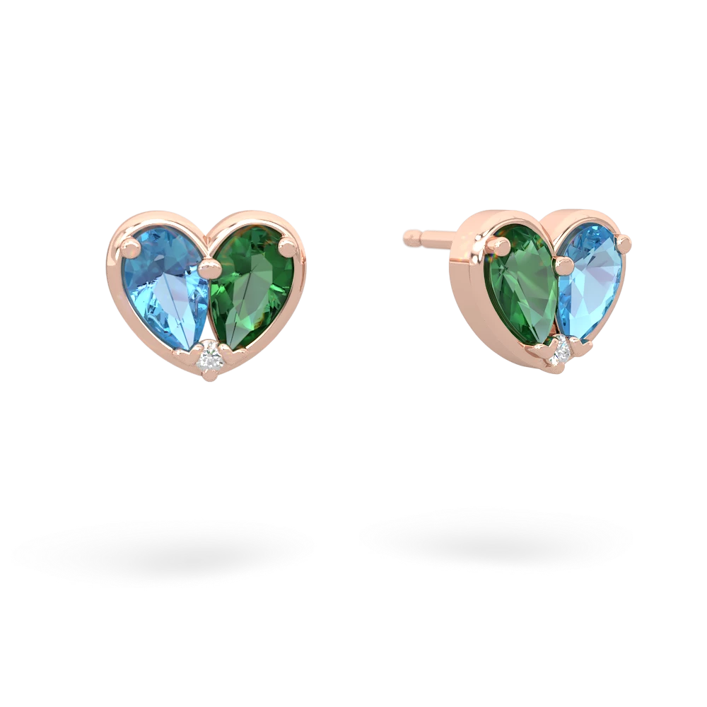 Blue Topaz 'Our Heart' 14K Rose Gold earrings E5072