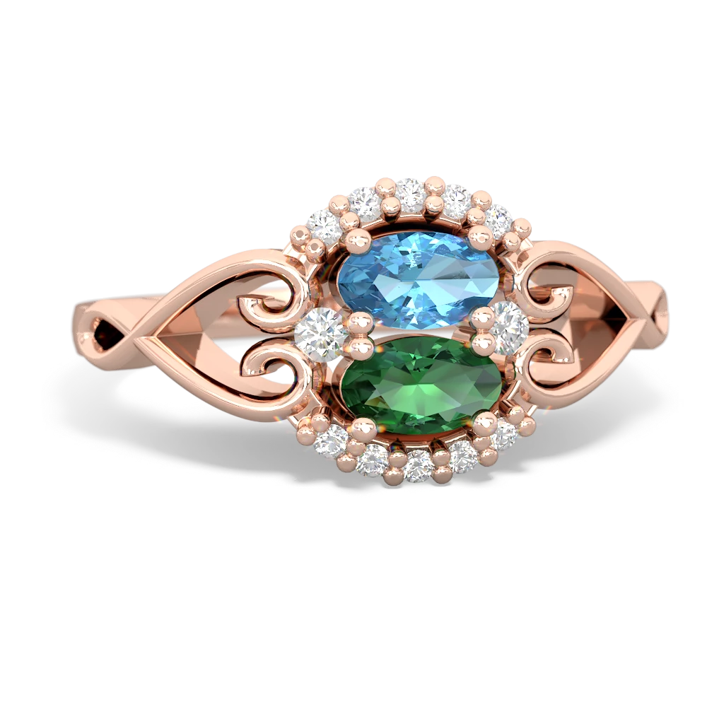 Blue Topaz Love Nest 14K Rose Gold ring R5860