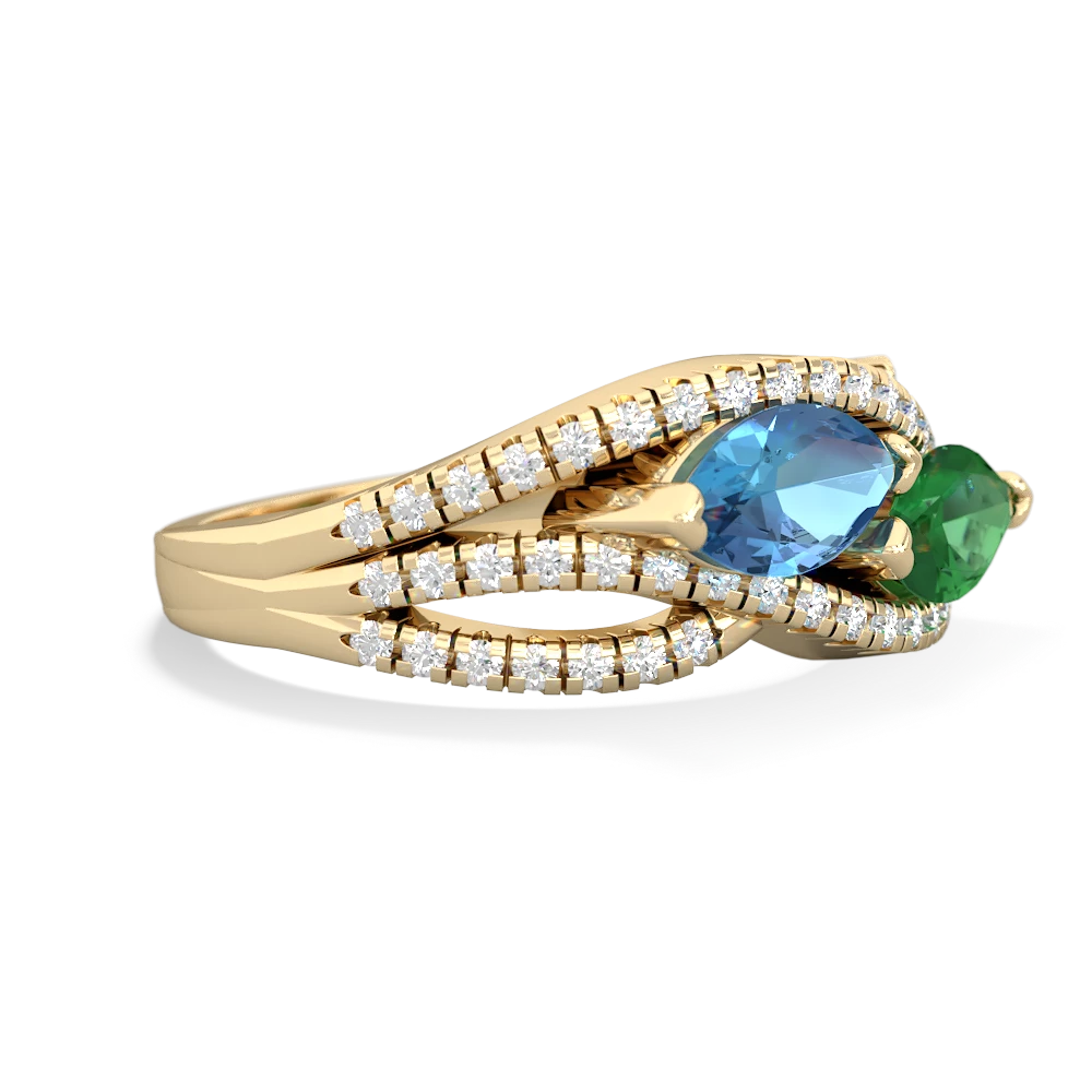 Blue Topaz Diamond Rivers 14K Yellow Gold ring R3070