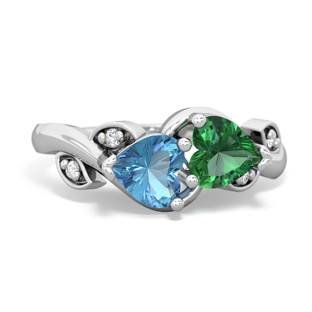 Blue Topaz Floral Elegance 14K White Gold ring R5790