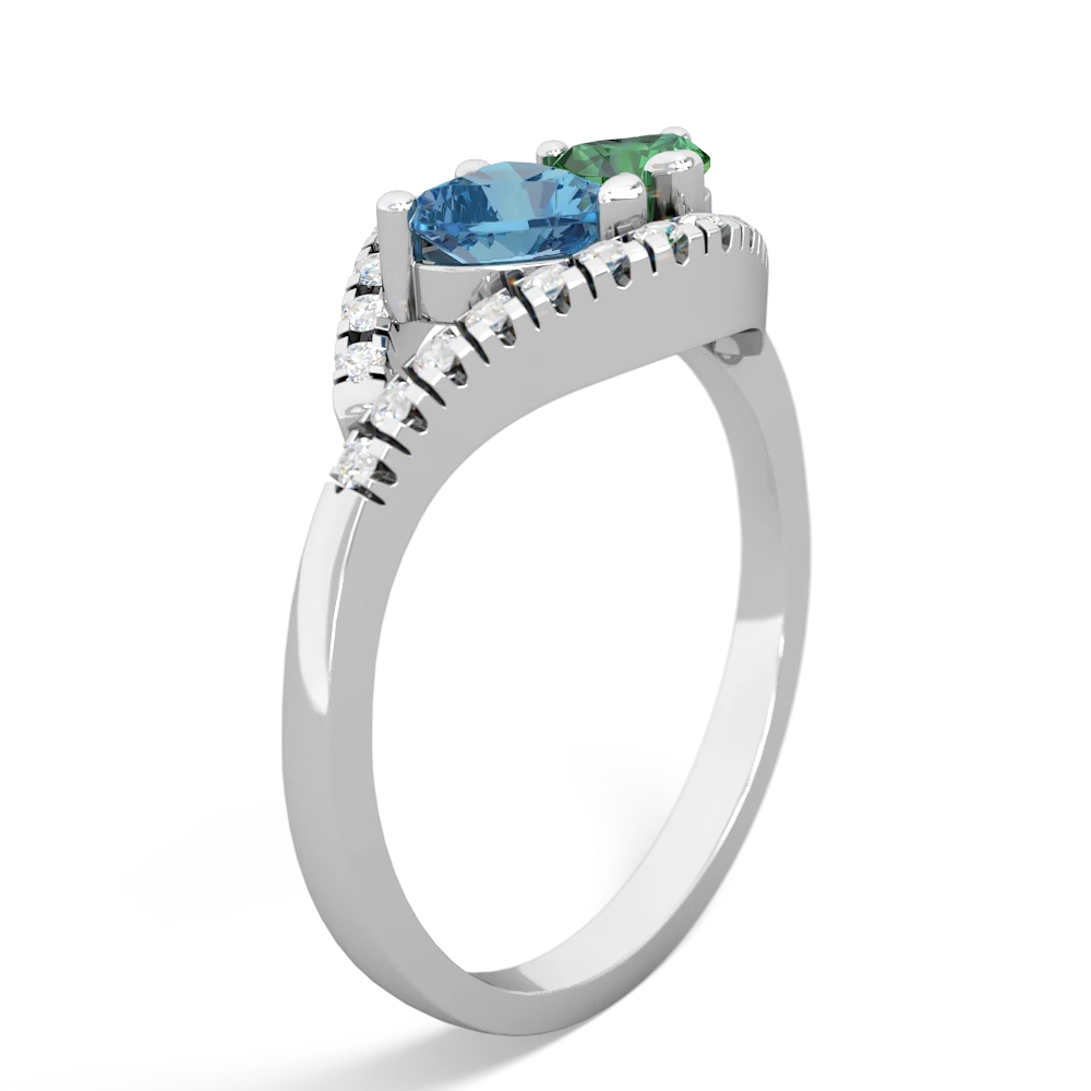 Blue Topaz Mother And Child 14K White Gold ring R3010