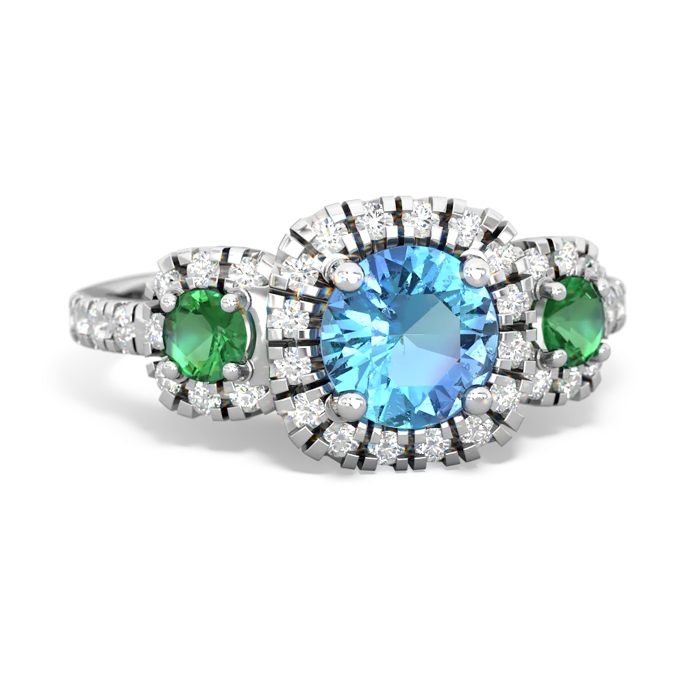 Blue Topaz Regal Halo 14K White Gold ring R5350