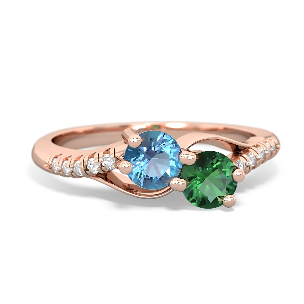 Blue Topaz Infinity Pave Two Stone 14K Rose Gold ring R5285