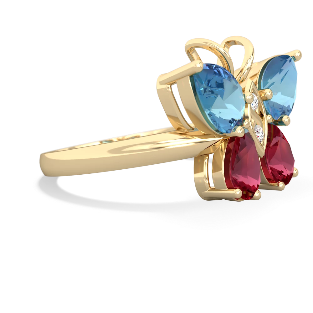 Blue Topaz Butterfly 14K Yellow Gold ring R2215