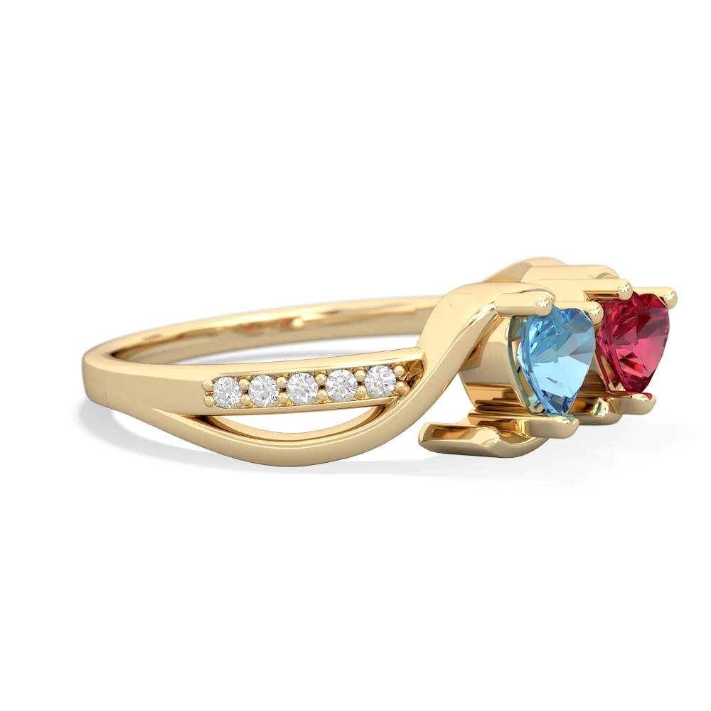 Blue Topaz Side By Side 14K Yellow Gold ring R3090