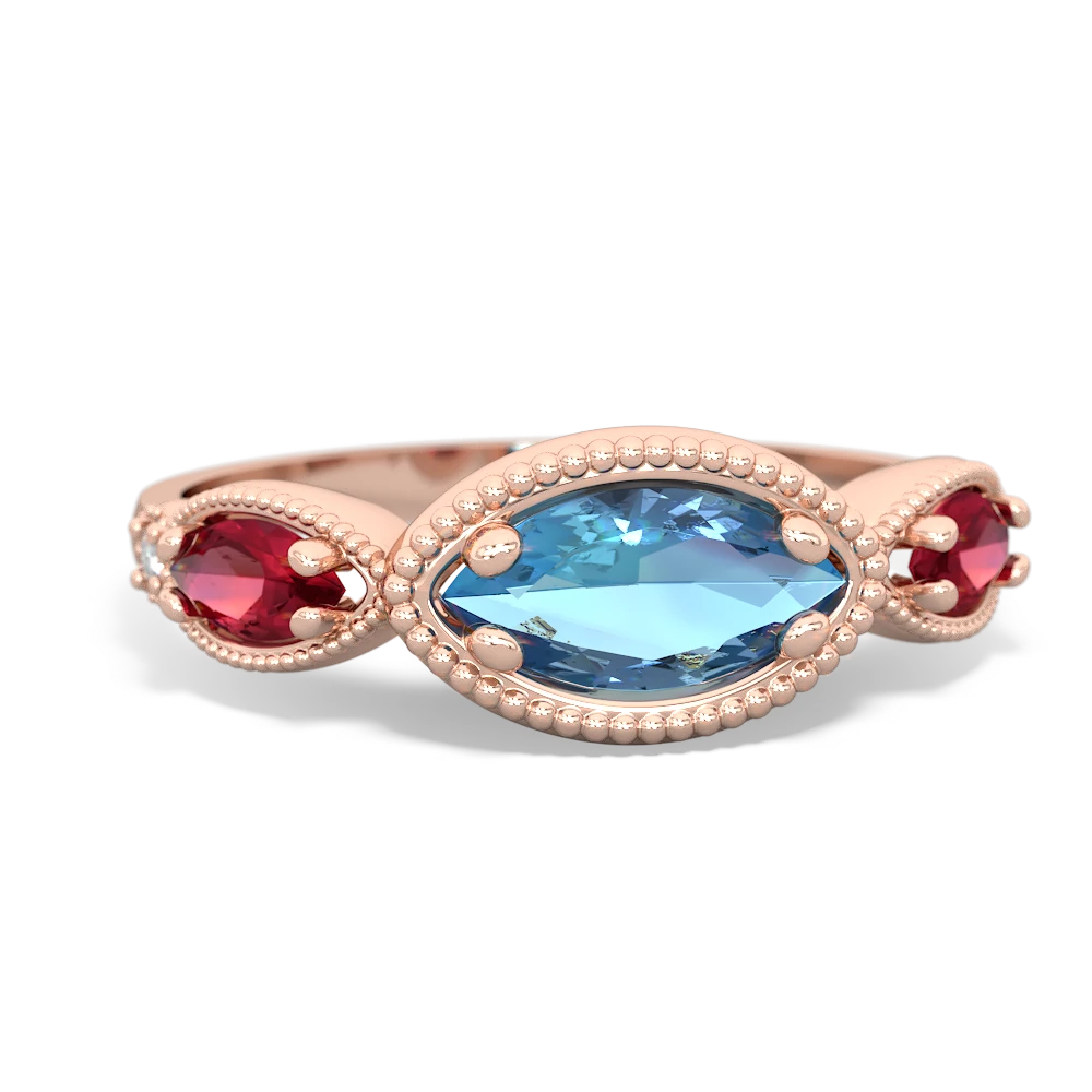 Blue Topaz Milgrain Marquise 14K Rose Gold ring R5700