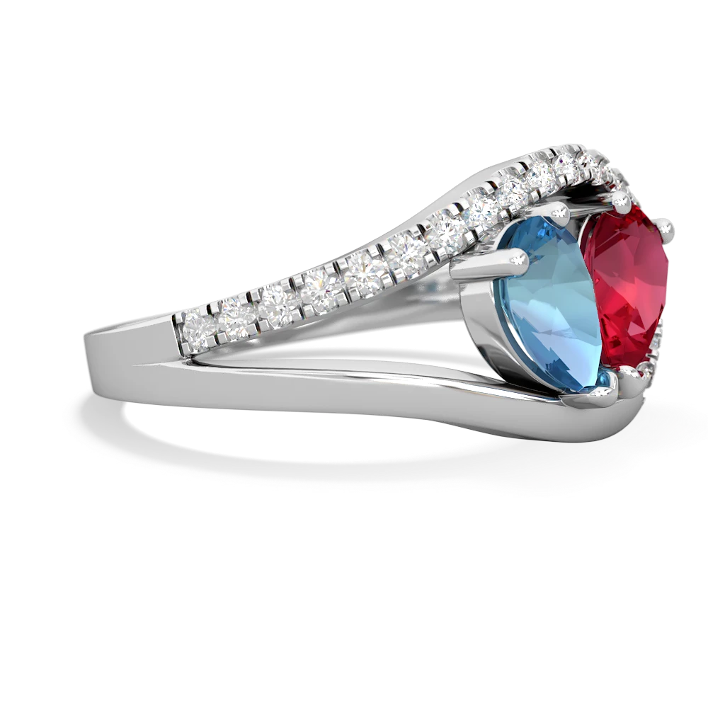 Blue Topaz Nestled Heart Keepsake 14K White Gold ring R5650