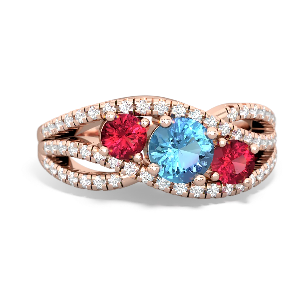 Blue Topaz Three Stone Aurora 14K Rose Gold ring R3080