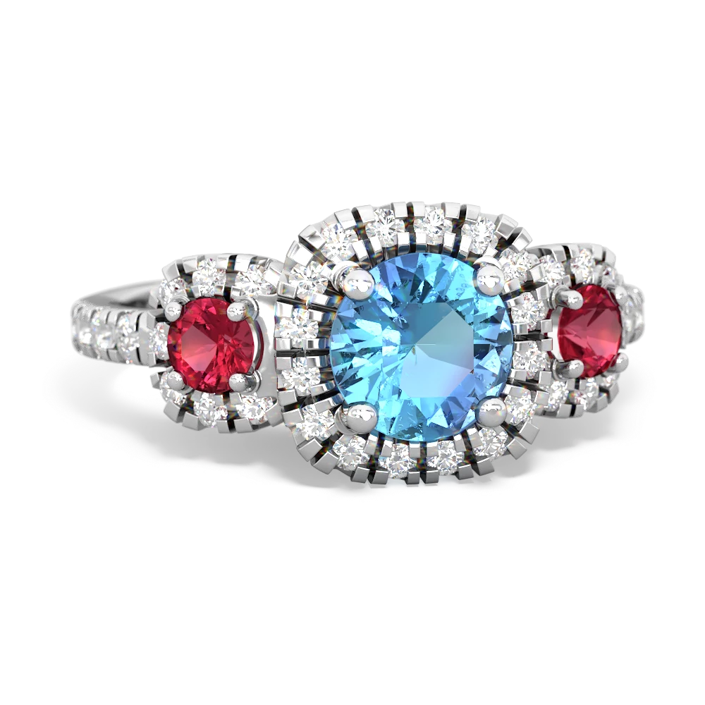 Blue Topaz Regal Halo 14K White Gold ring R5350