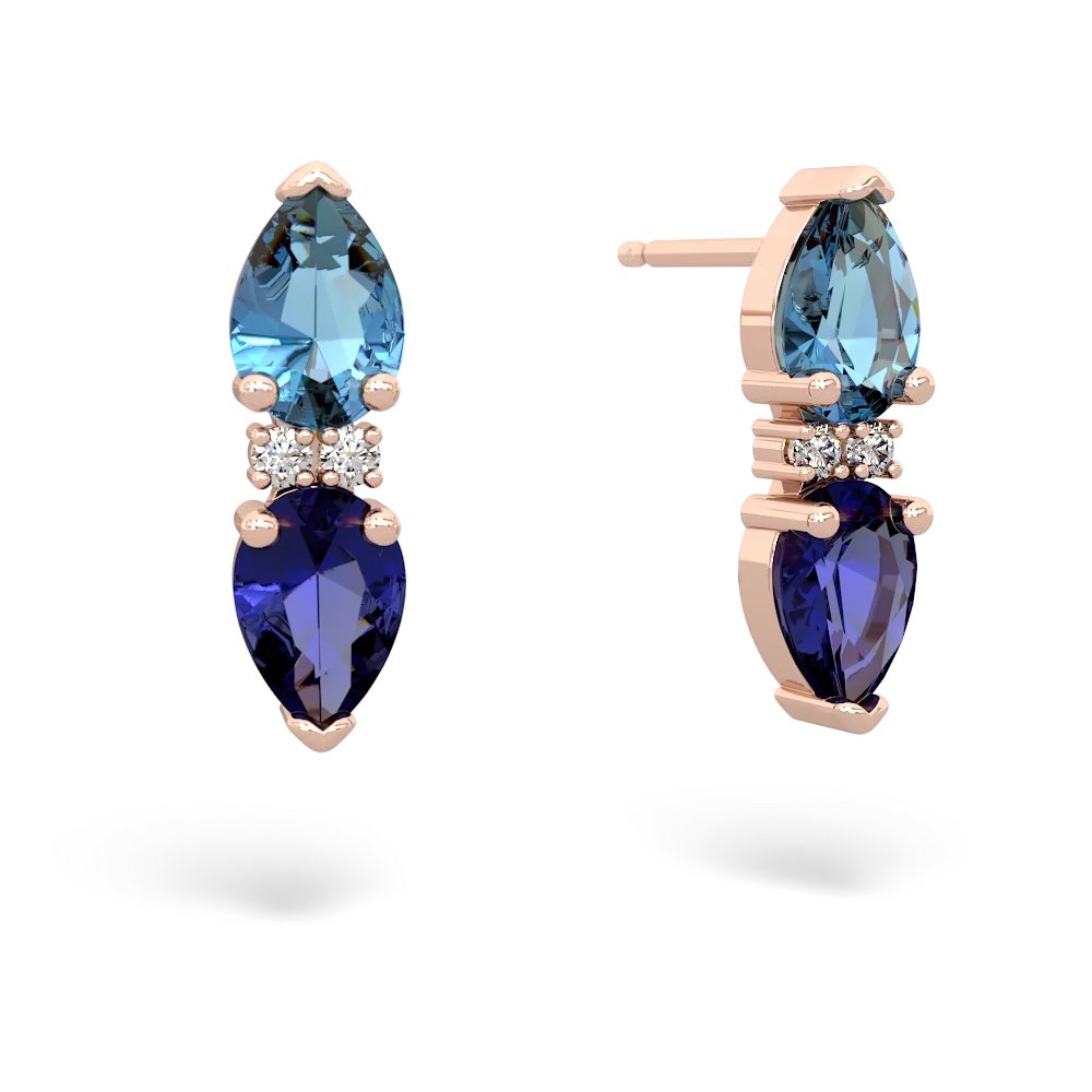 Blue Topaz Bowtie Drop 14K Rose Gold earrings E0865