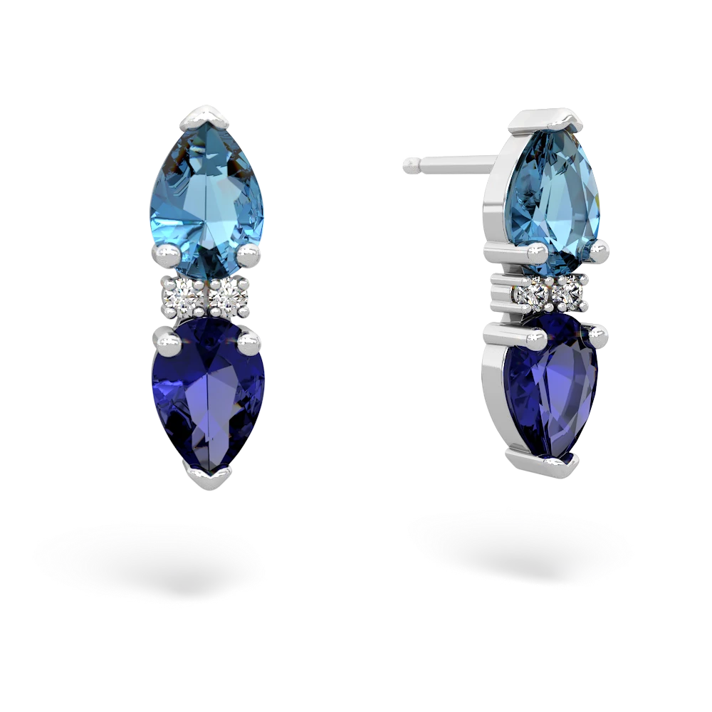 Blue Topaz Bowtie Drop 14K White Gold earrings E0865