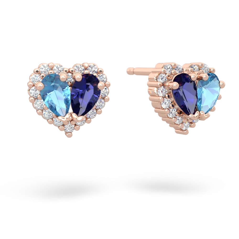 Blue Topaz Halo 14K Rose Gold earrings E7008