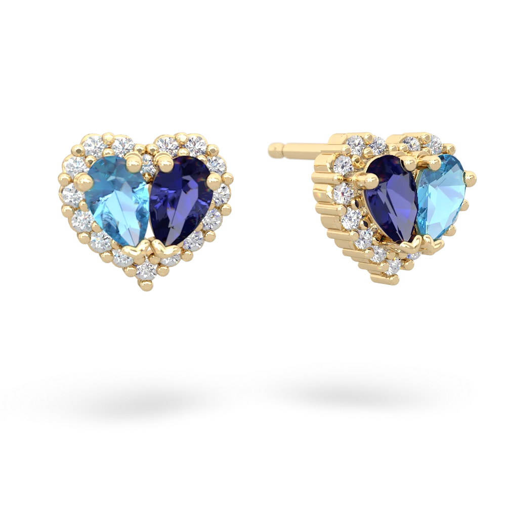 Blue Topaz Halo 14K Yellow Gold earrings E7008