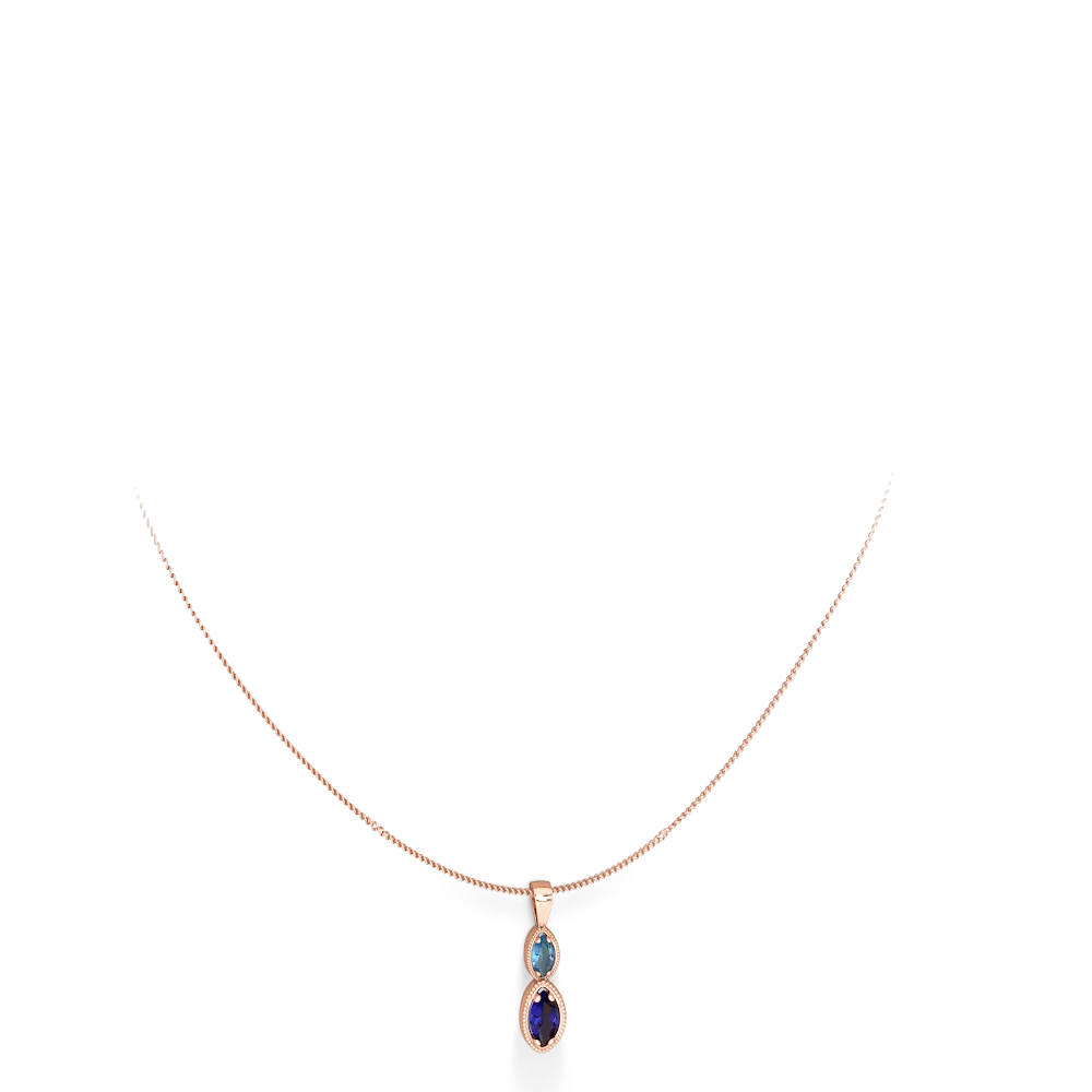 Blue Topaz Antique-Style Halo 14K Rose Gold pendant P5700