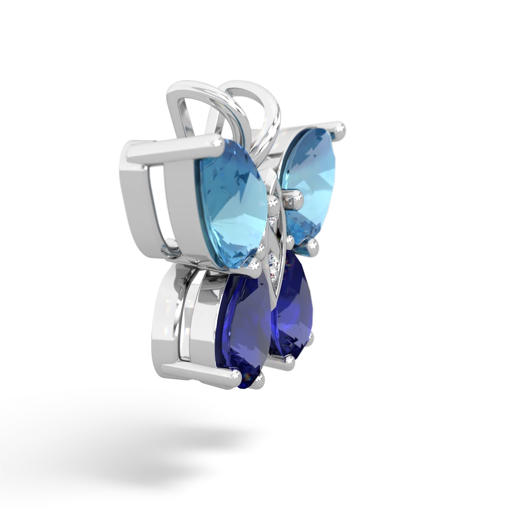 Blue Topaz Butterfly 14K White Gold pendant P2215