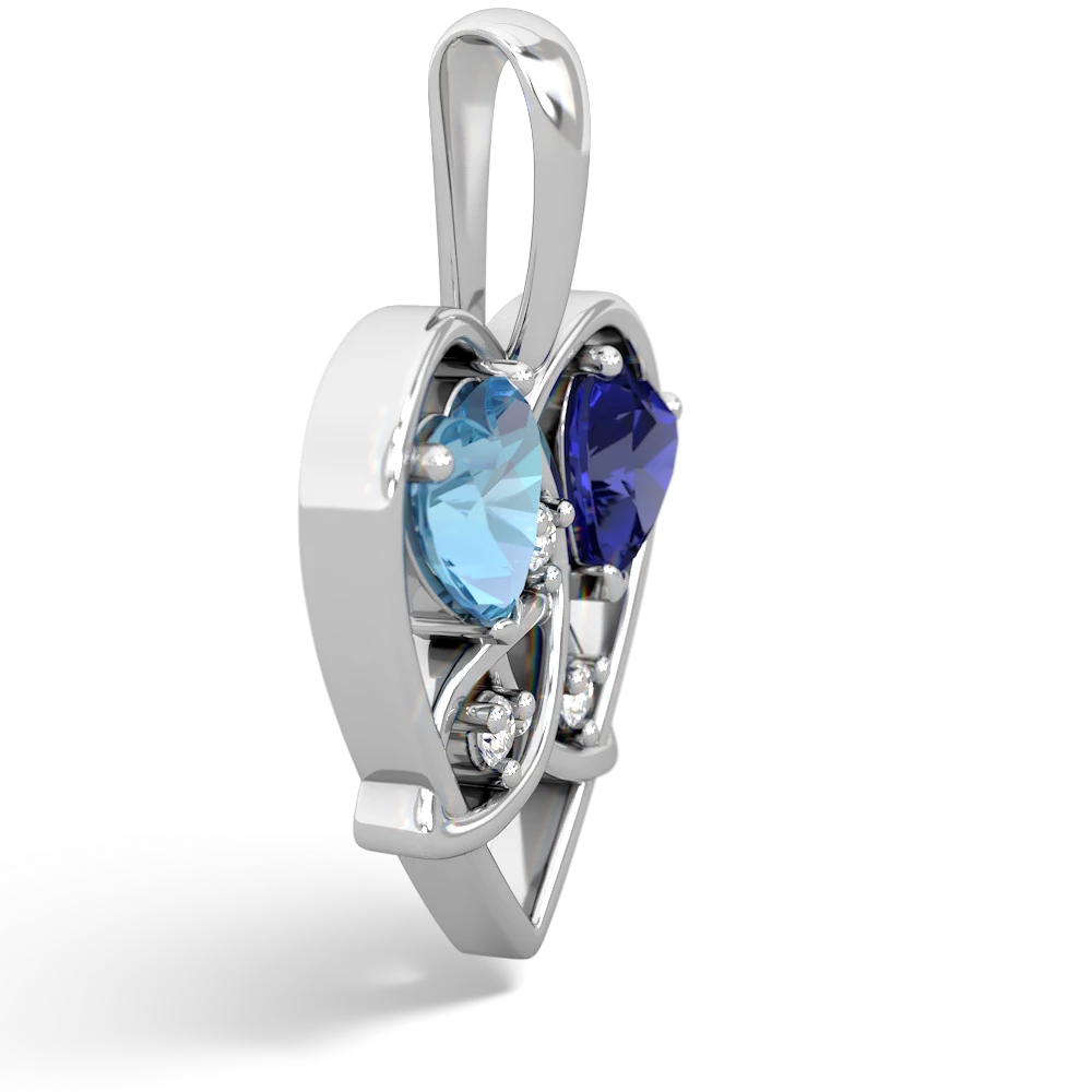 Blue Topaz Celtic Trinity Heart 14K White Gold pendant P5331