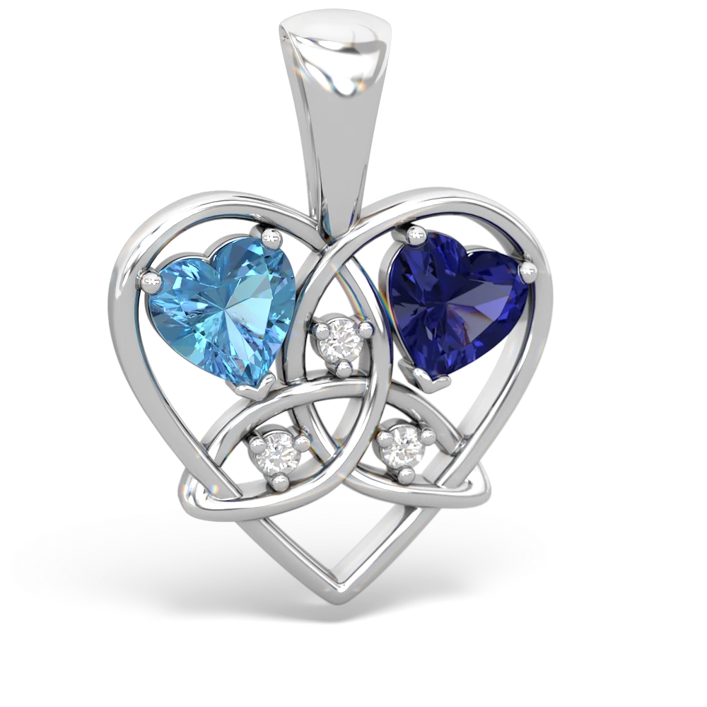 Blue Topaz Celtic Trinity Heart 14K White Gold pendant P5331