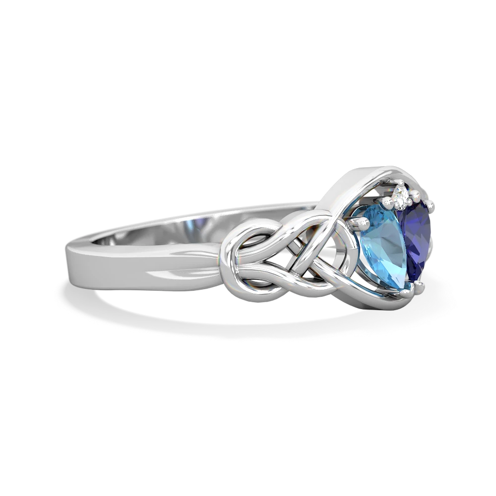 Blue Topaz Celtic Love Knot 14K White Gold ring R5420