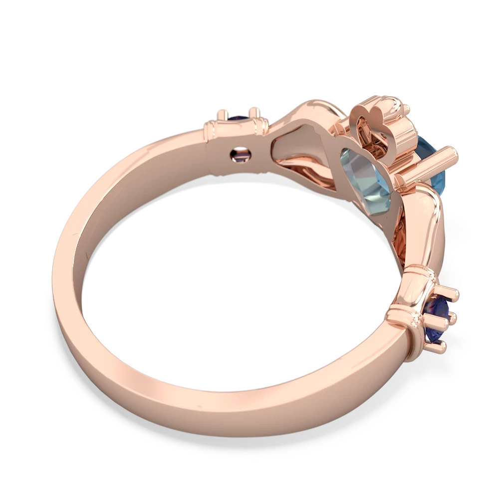 Blue Topaz Claddagh Keepsake 14K Rose Gold ring R5245