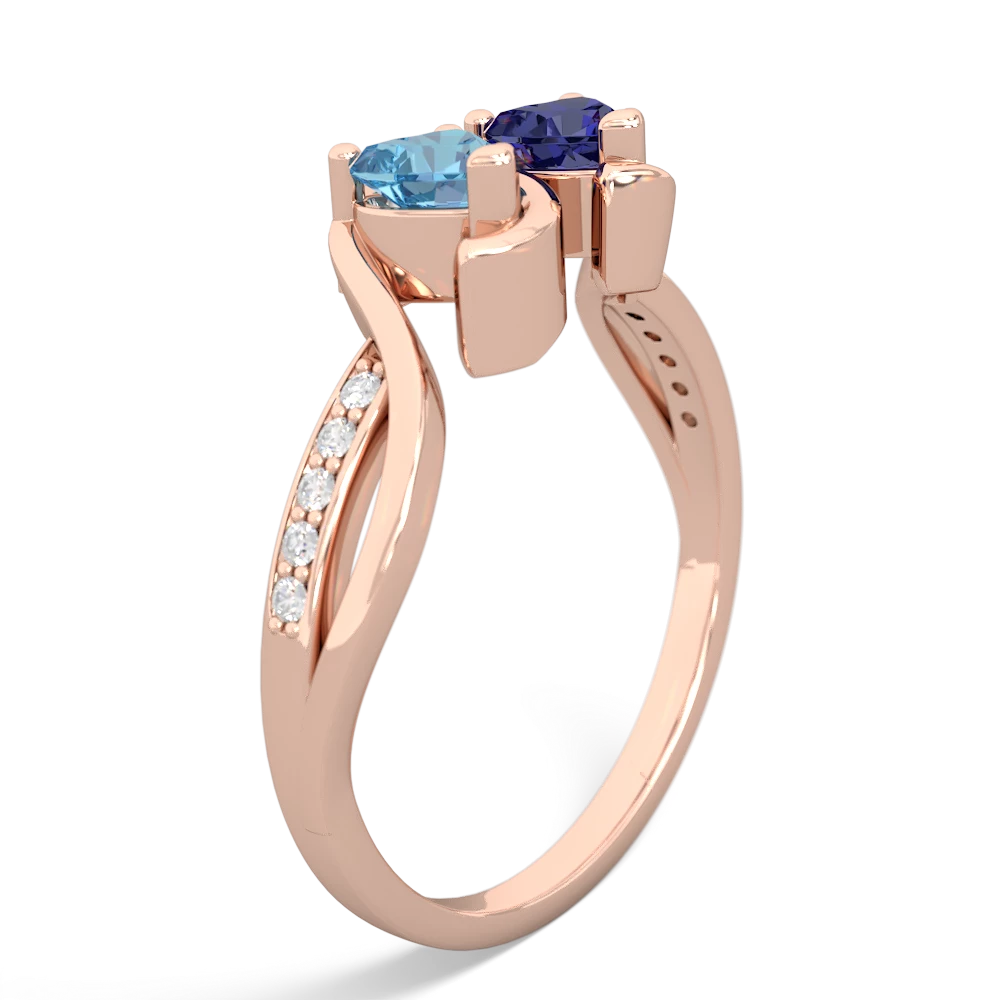 Blue Topaz Side By Side 14K Rose Gold ring R3090