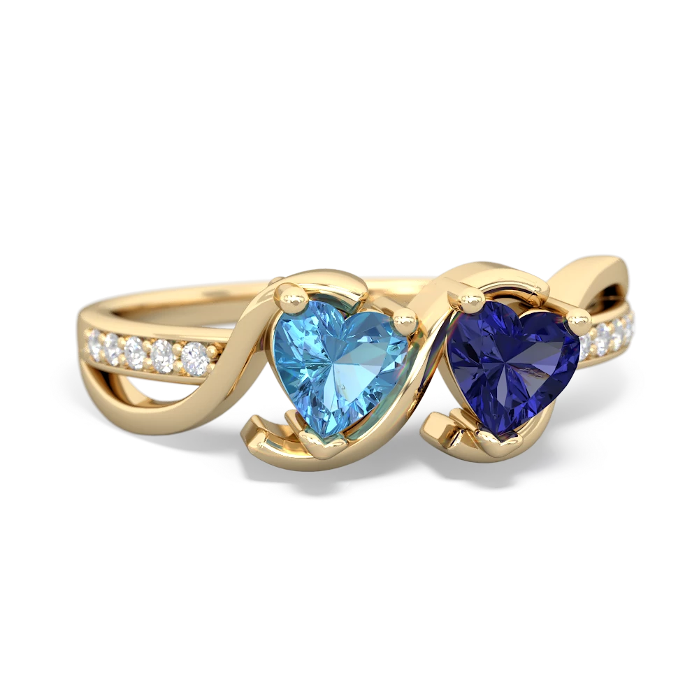 Blue Topaz Side By Side 14K Yellow Gold ring R3090