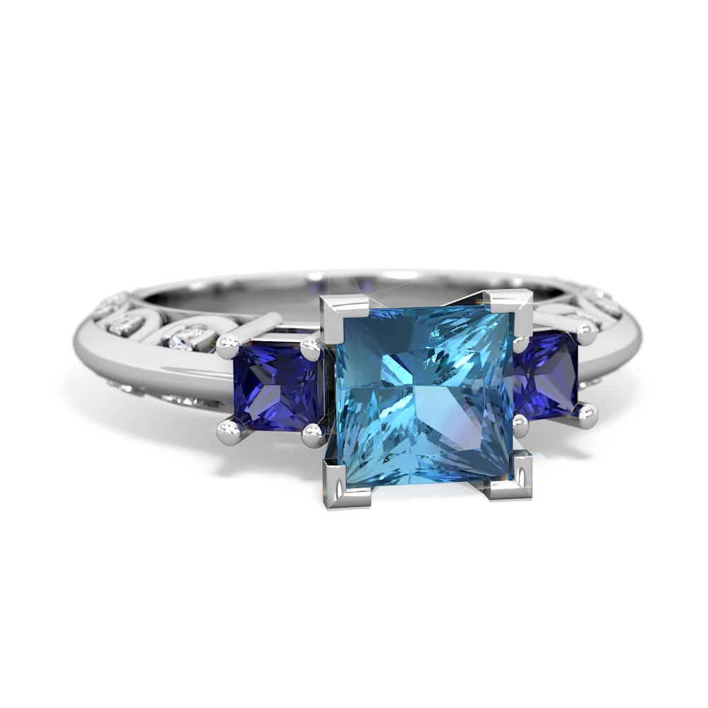 Blue Topaz Eternal Embrace Engagement 14K White Gold ring C2001