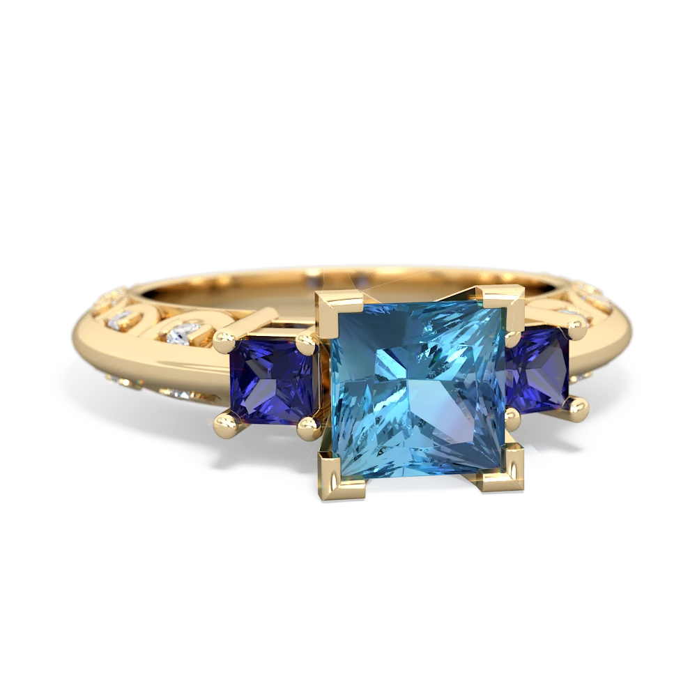 Blue Topaz Eternal Embrace Engagement 14K Yellow Gold ring C2001