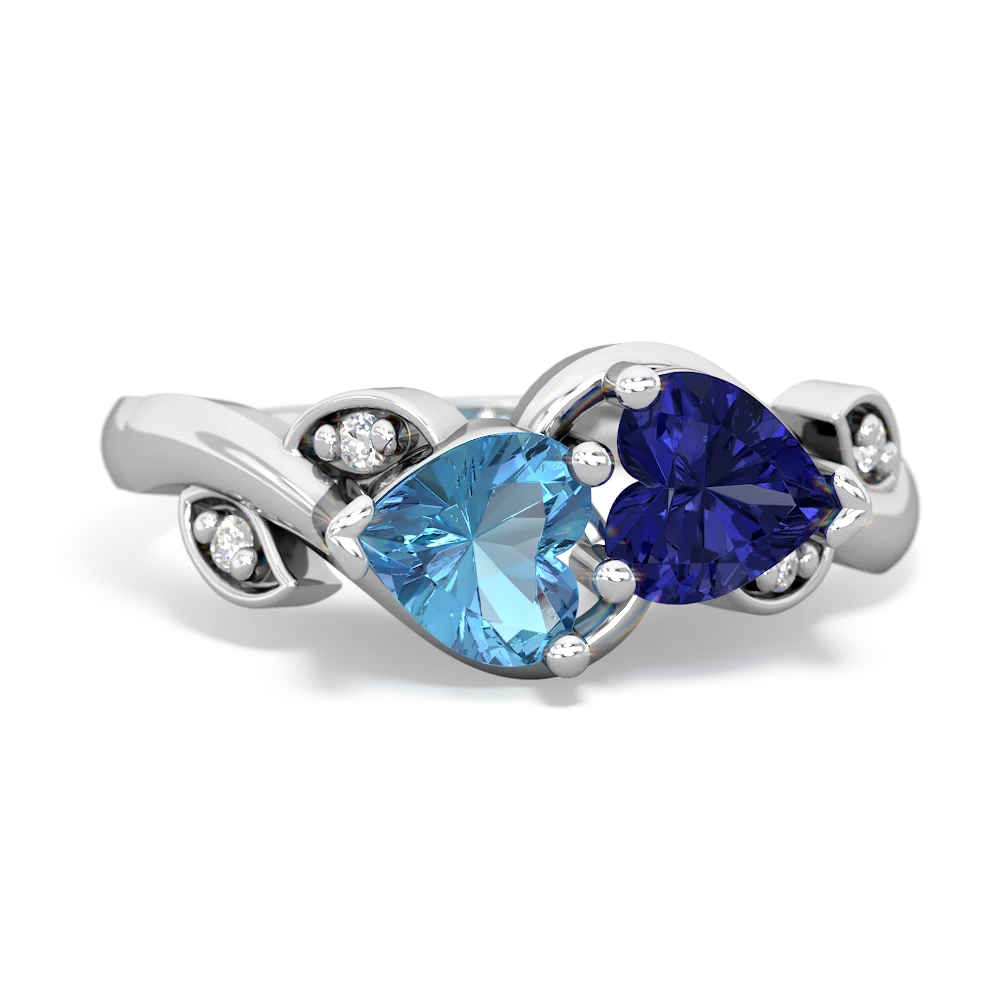 Blue Topaz Floral Elegance 14K White Gold ring R5790