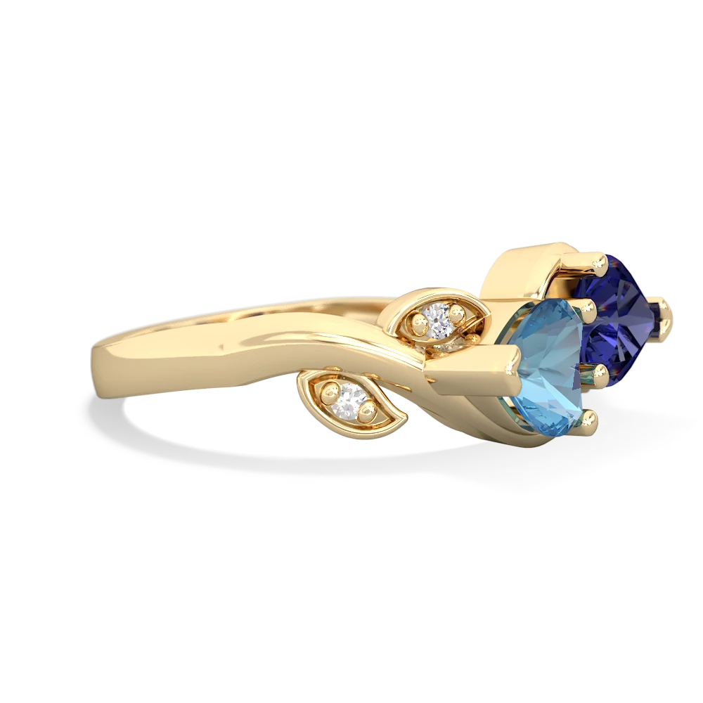 Blue Topaz Floral Elegance 14K Yellow Gold ring R5790