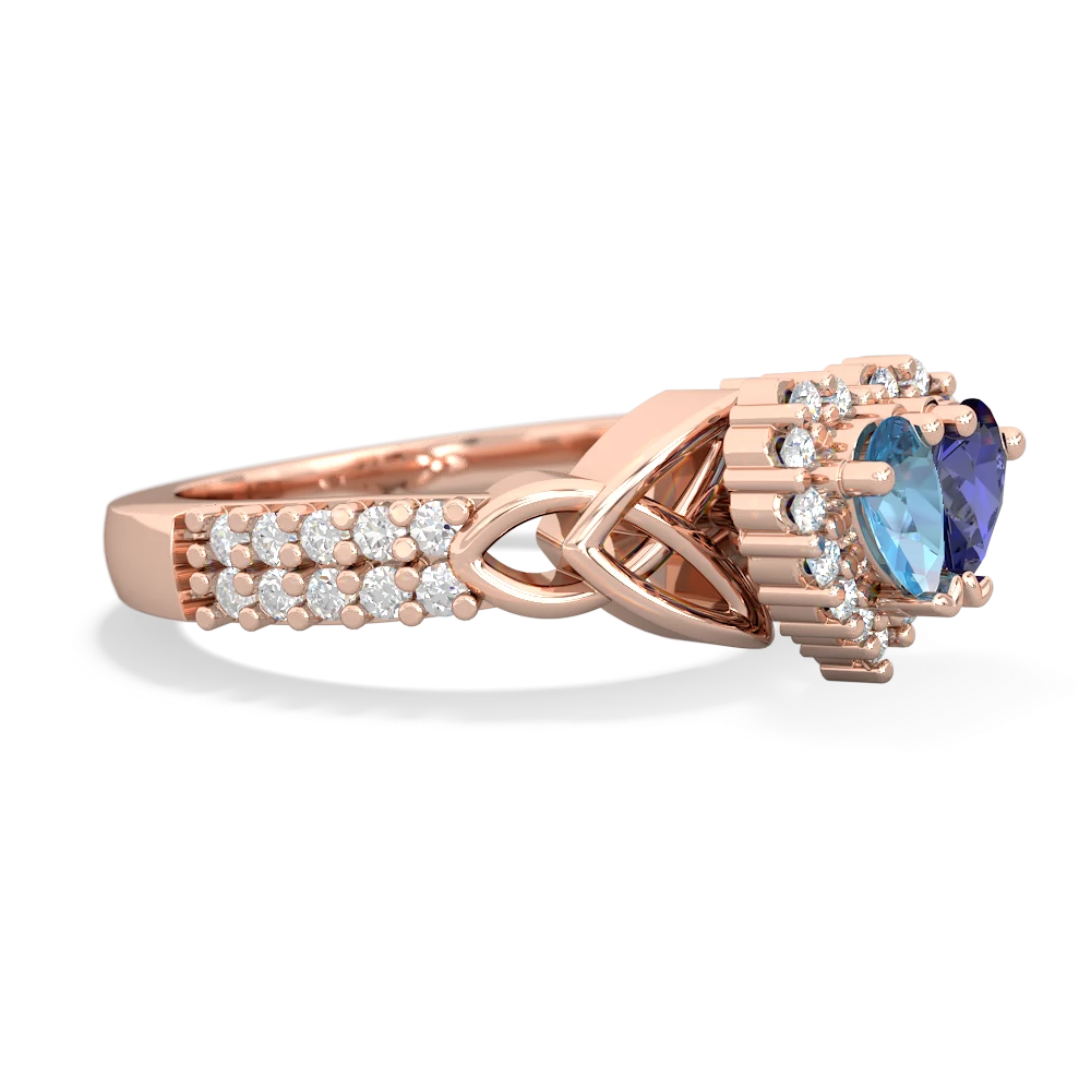 Blue Topaz Celtic Knot Two Hearts As One 14K Rose Gold ring R2644HRT