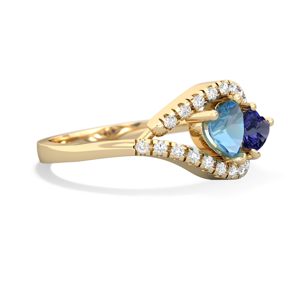 Blue Topaz Mother And Child 14K Yellow Gold ring R3010