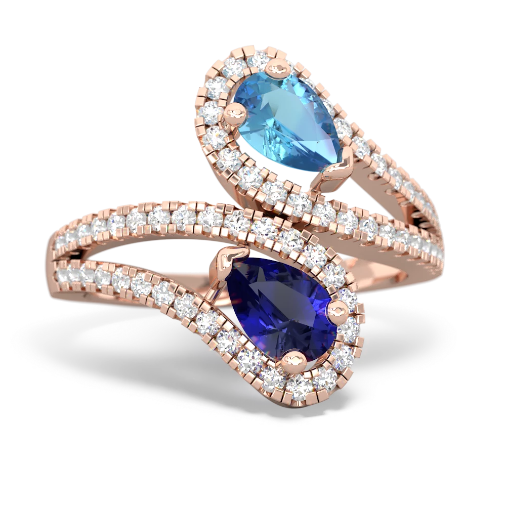 Blue Topaz Diamond Dazzler 14K Rose Gold ring R3000