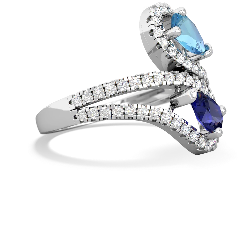 Blue Topaz Diamond Dazzler 14K White Gold ring R3000