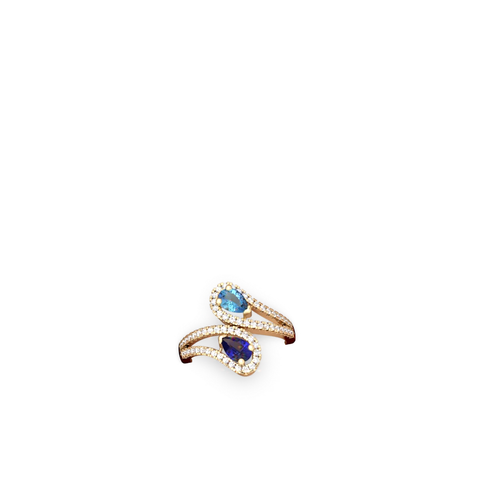 Blue Topaz Diamond Dazzler 14K Yellow Gold ring R3000