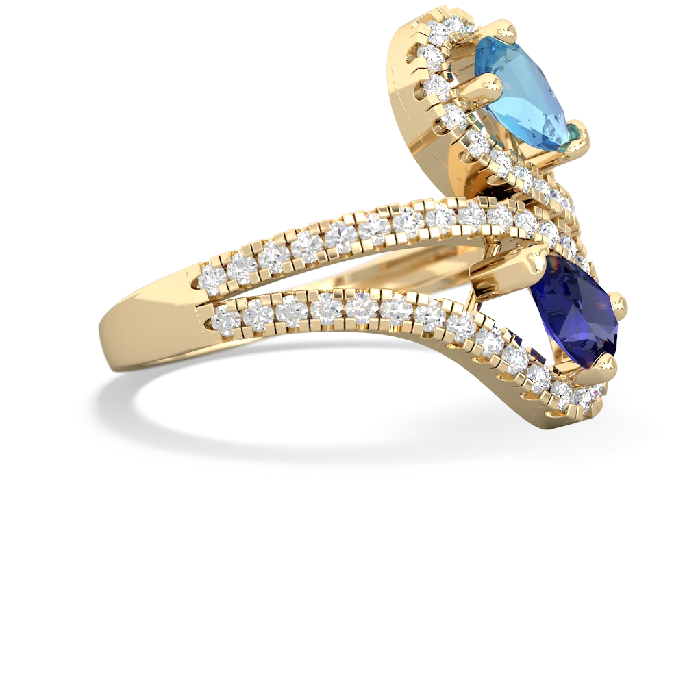 Blue Topaz Diamond Dazzler 14K Yellow Gold ring R3000