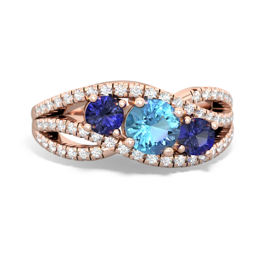 Blue Topaz Three Stone Aurora 14K Rose Gold ring R3080