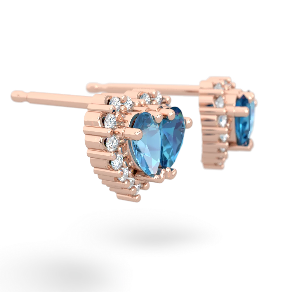 Blue Topaz Halo 14K Rose Gold earrings E7008