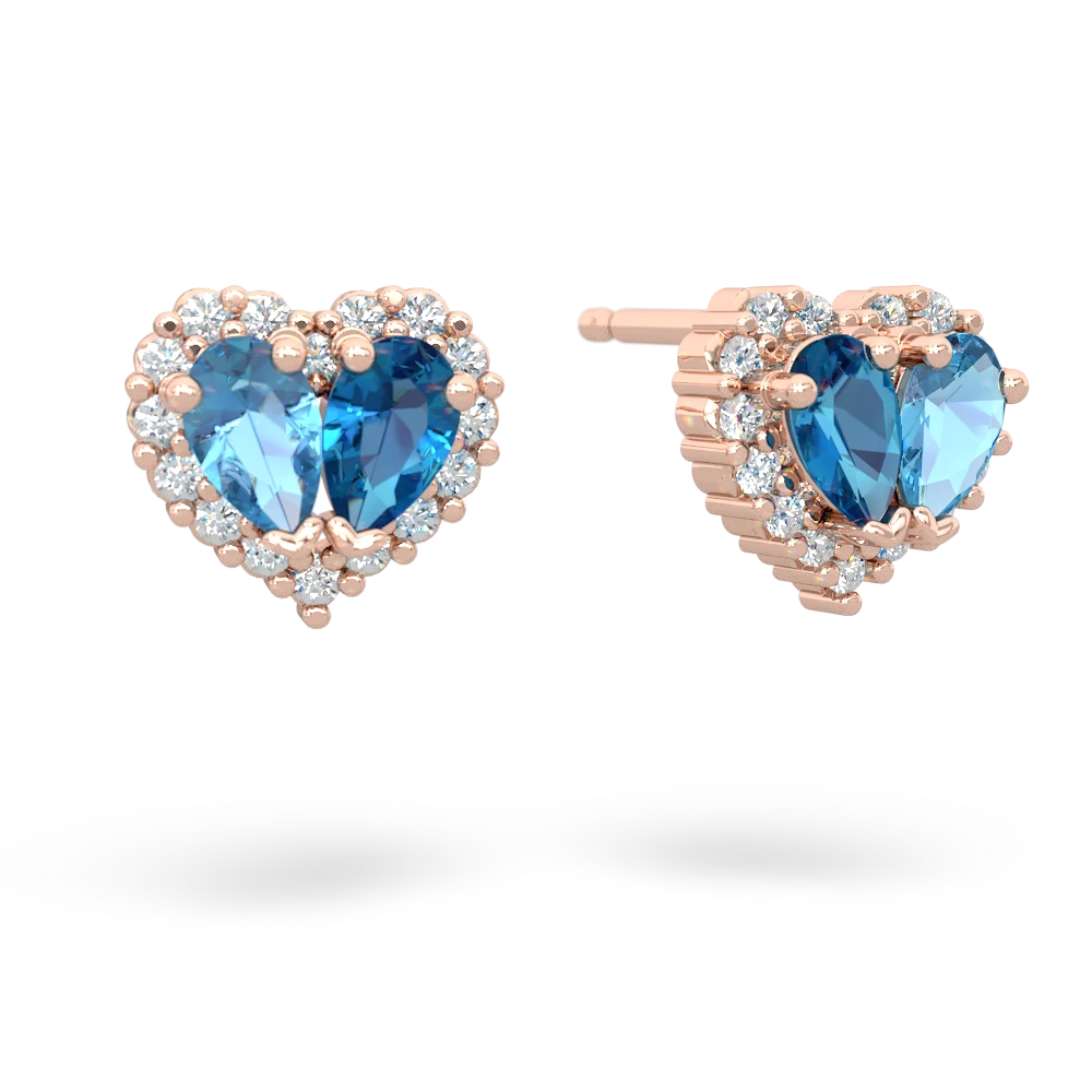 Blue Topaz Halo 14K Rose Gold earrings E7008