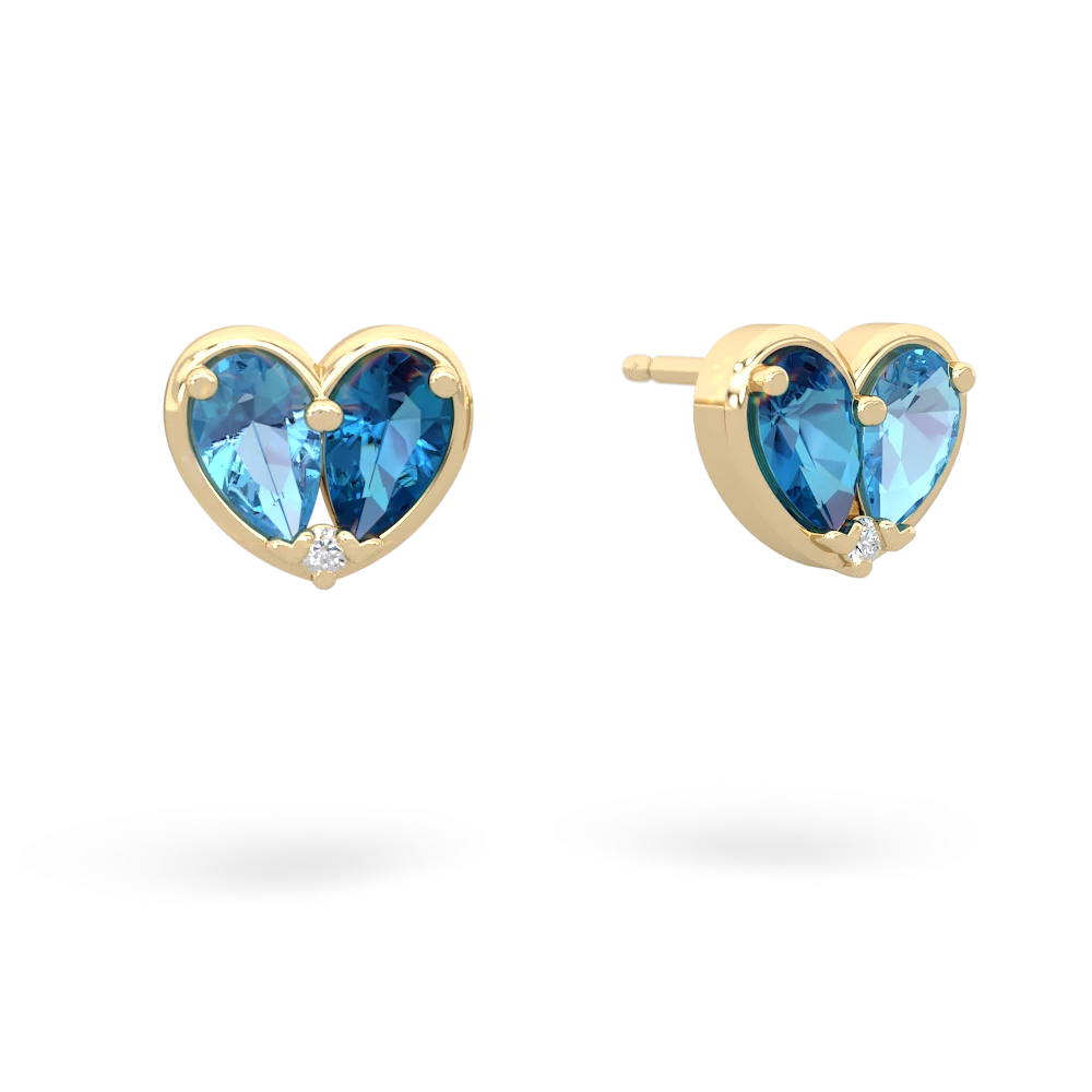 Blue Topaz 'Our Heart' 14K Yellow Gold earrings E5072