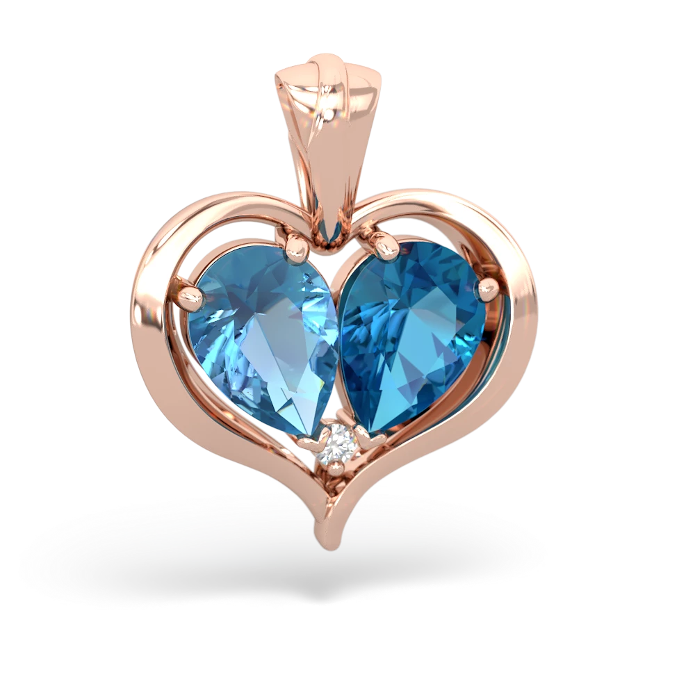 Blue Topaz Two Become One 14K Rose Gold pendant P5330