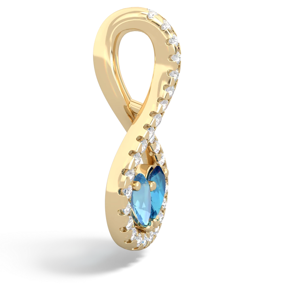 Blue Topaz Pave Twist 'One Heart' 14K Yellow Gold pendant P5360