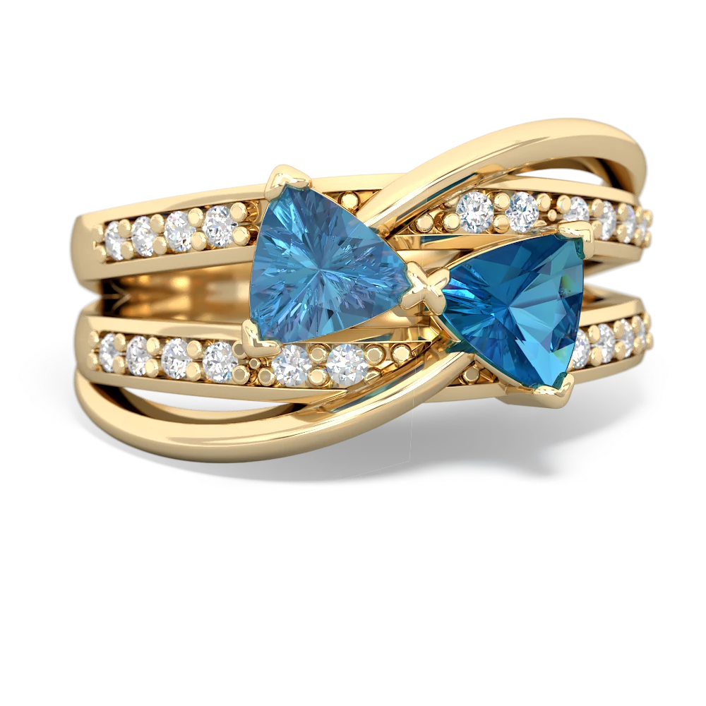 Blue Topaz Bowtie 14K Yellow Gold ring R2360