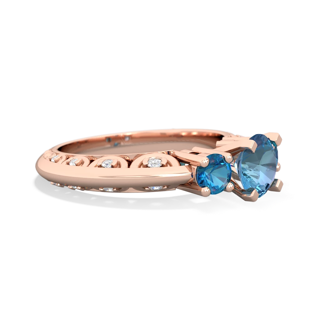 Blue Topaz Art Deco Eternal Embrace Engagement 14K Rose Gold ring C2003