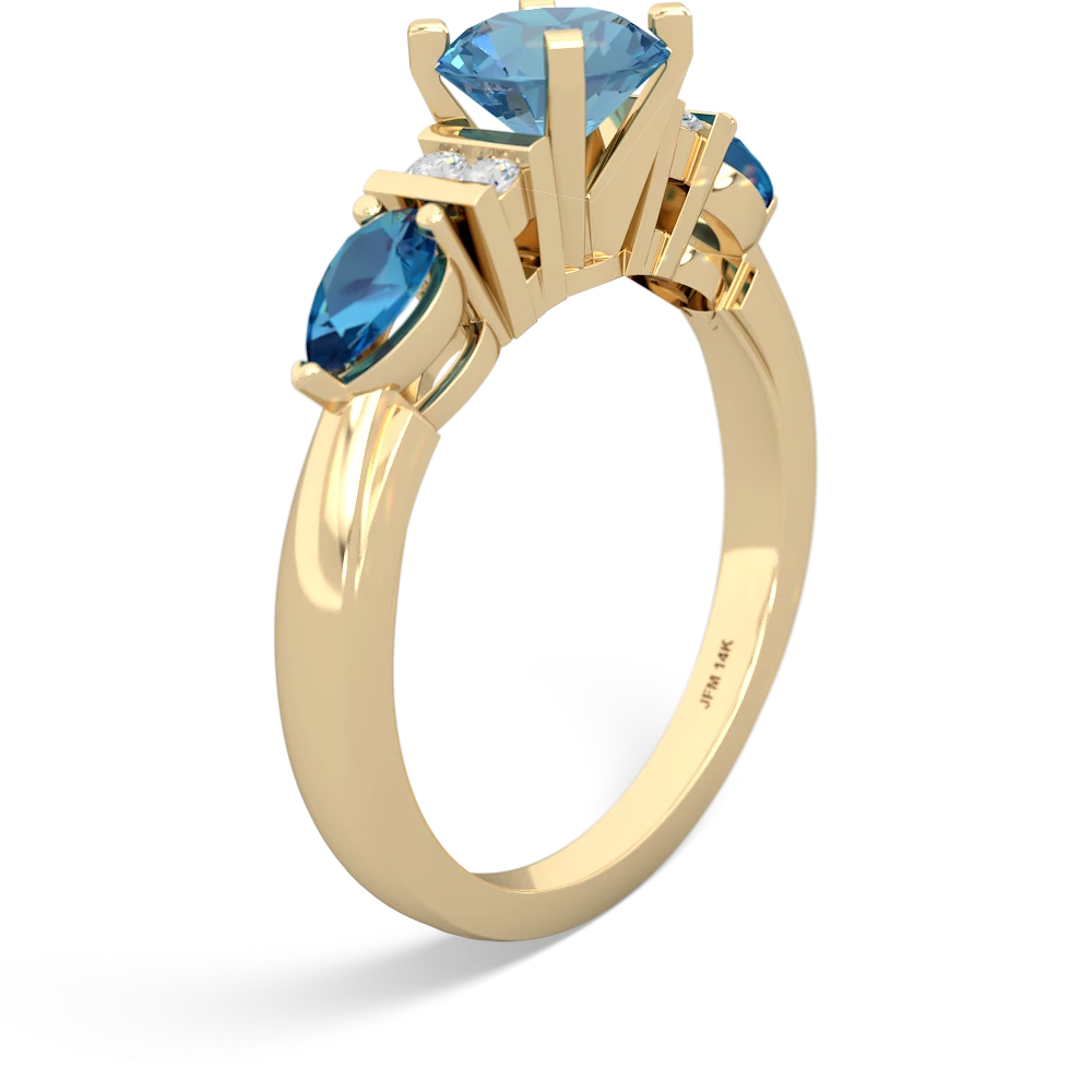 Blue Topaz 6Mm Round Eternal Embrace Engagement 14K Yellow Gold ring R2005