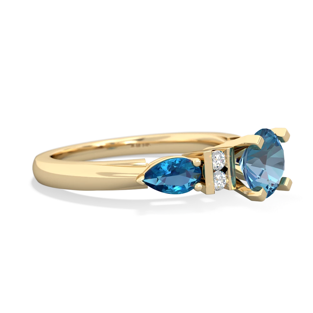 Blue Topaz 6Mm Round Eternal Embrace Engagement 14K Yellow Gold ring R2005