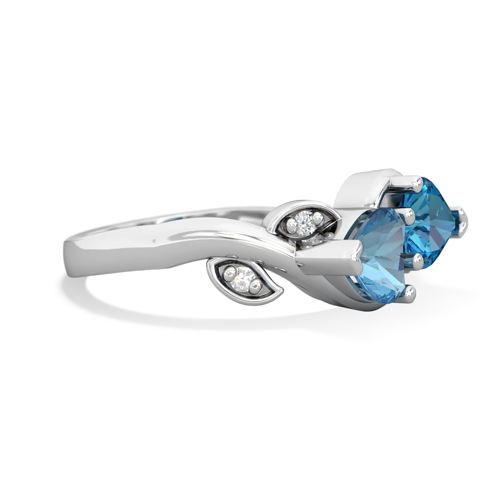 Blue Topaz Floral Elegance 14K White Gold ring R5790