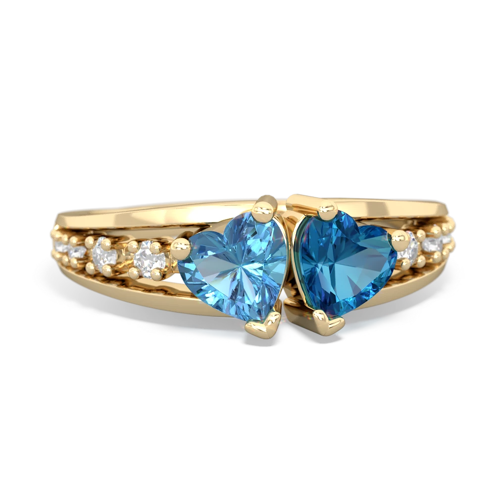 Blue Topaz Heart To Heart 14K Yellow Gold ring R3342