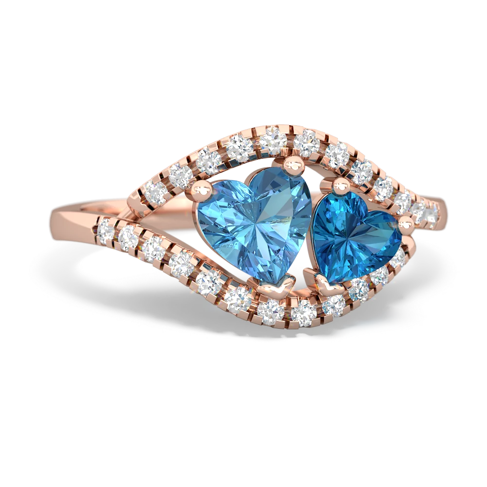 Blue Topaz Mother And Child 14K Rose Gold ring R3010