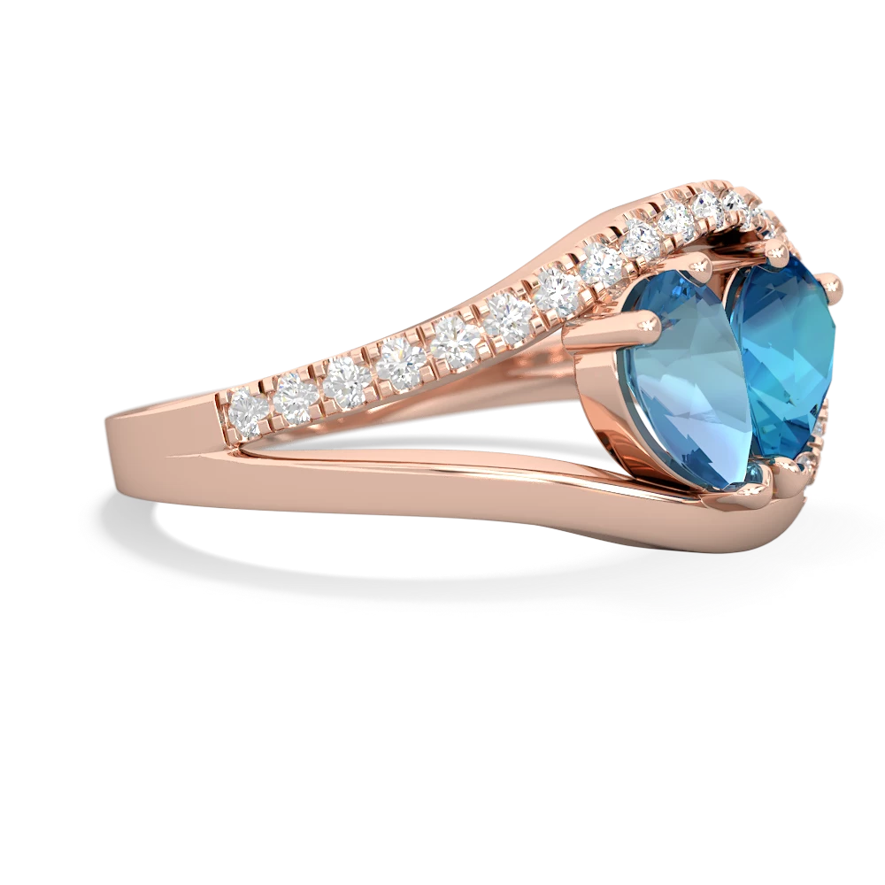 Blue Topaz Nestled Heart Keepsake 14K Rose Gold ring R5650