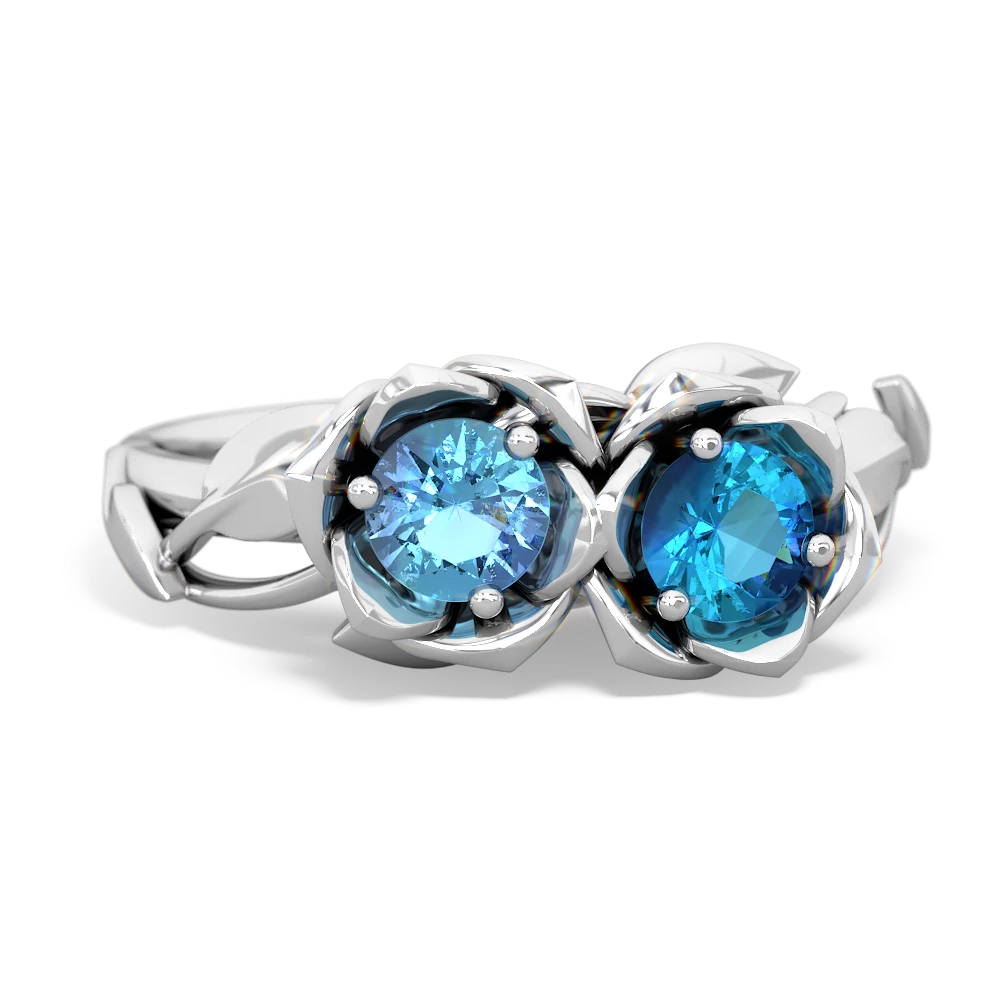 Blue Topaz Rose Garden 14K White Gold ring R5510